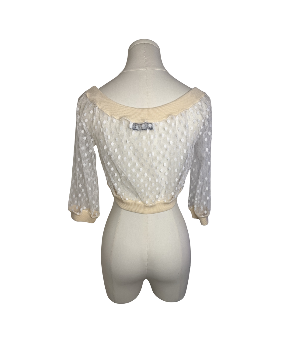 Blugirl by Blumarine White Sheer Polka Dot Crop Top (Copy)