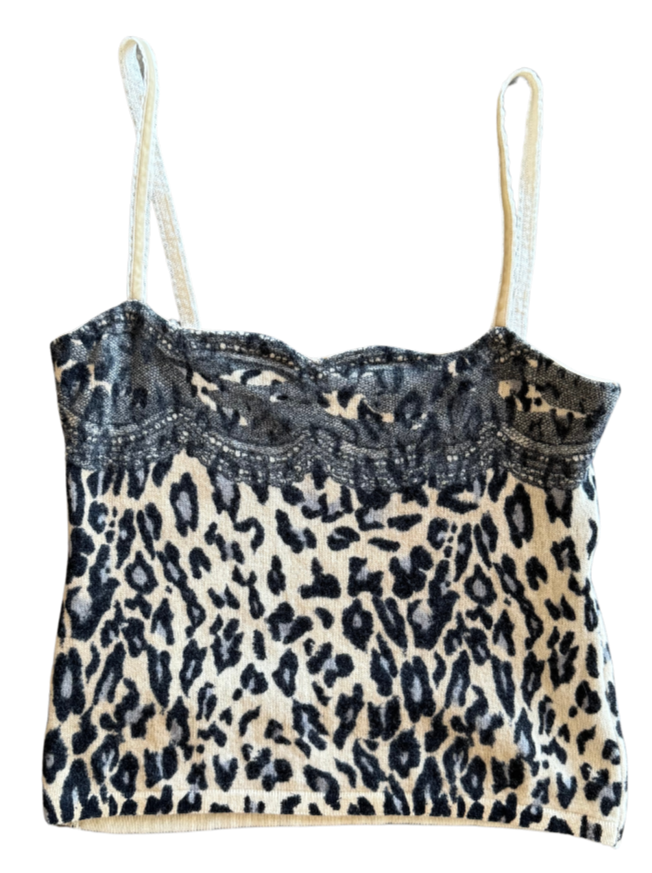 Anna Molinari Leopard Lace Printed Top