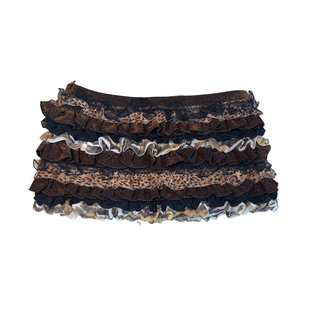 Just Cavalli Cheetah Glitter Mini Bloomer Skirt