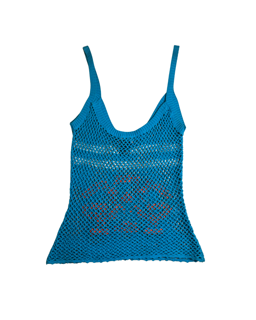 Diesel Blue Fishnet Tank Top