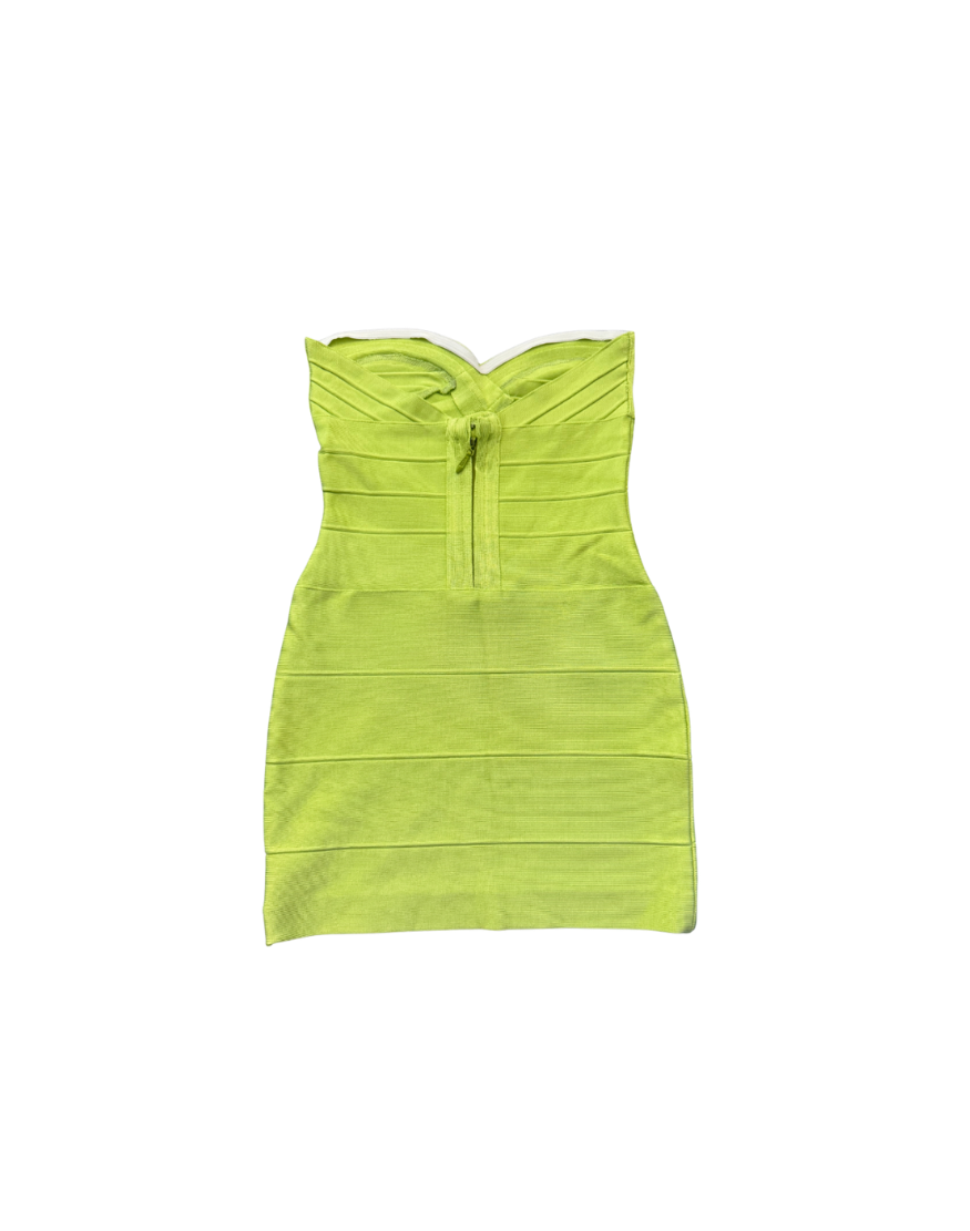 Herve Leger Lime Green Strapless Mini Dress