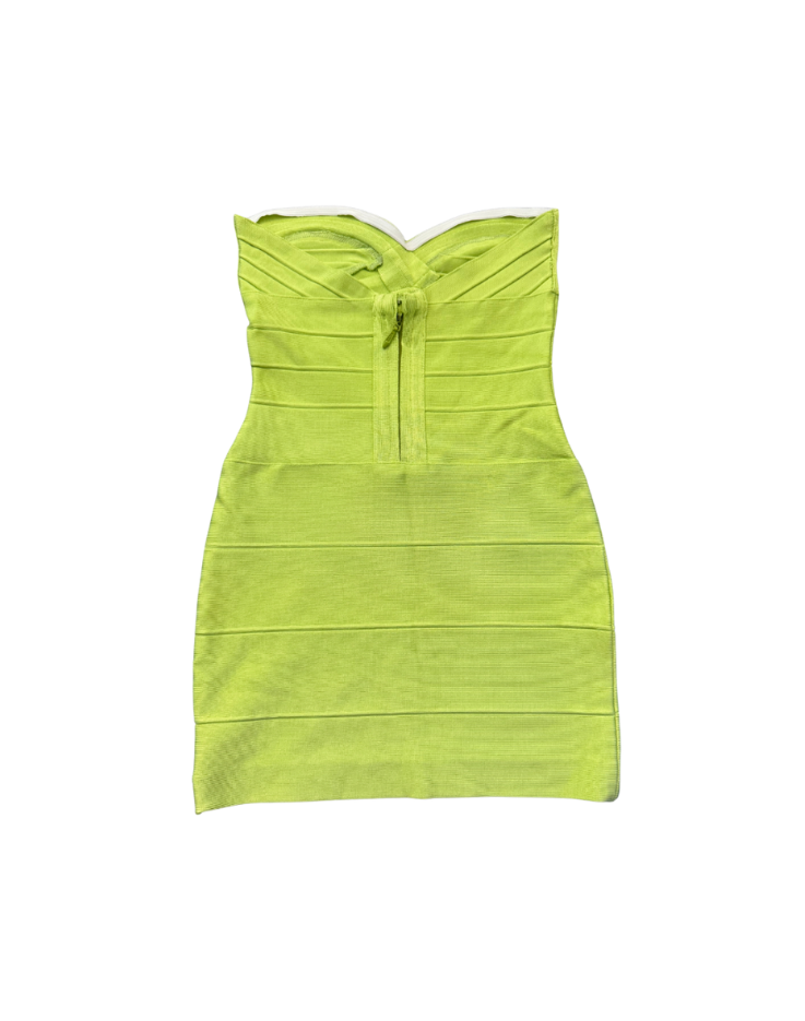 Hervé Léger Lime Green Strapless Mini Dress