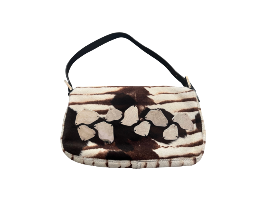 Fendi Mirrored Pony Hair Baguette Bag