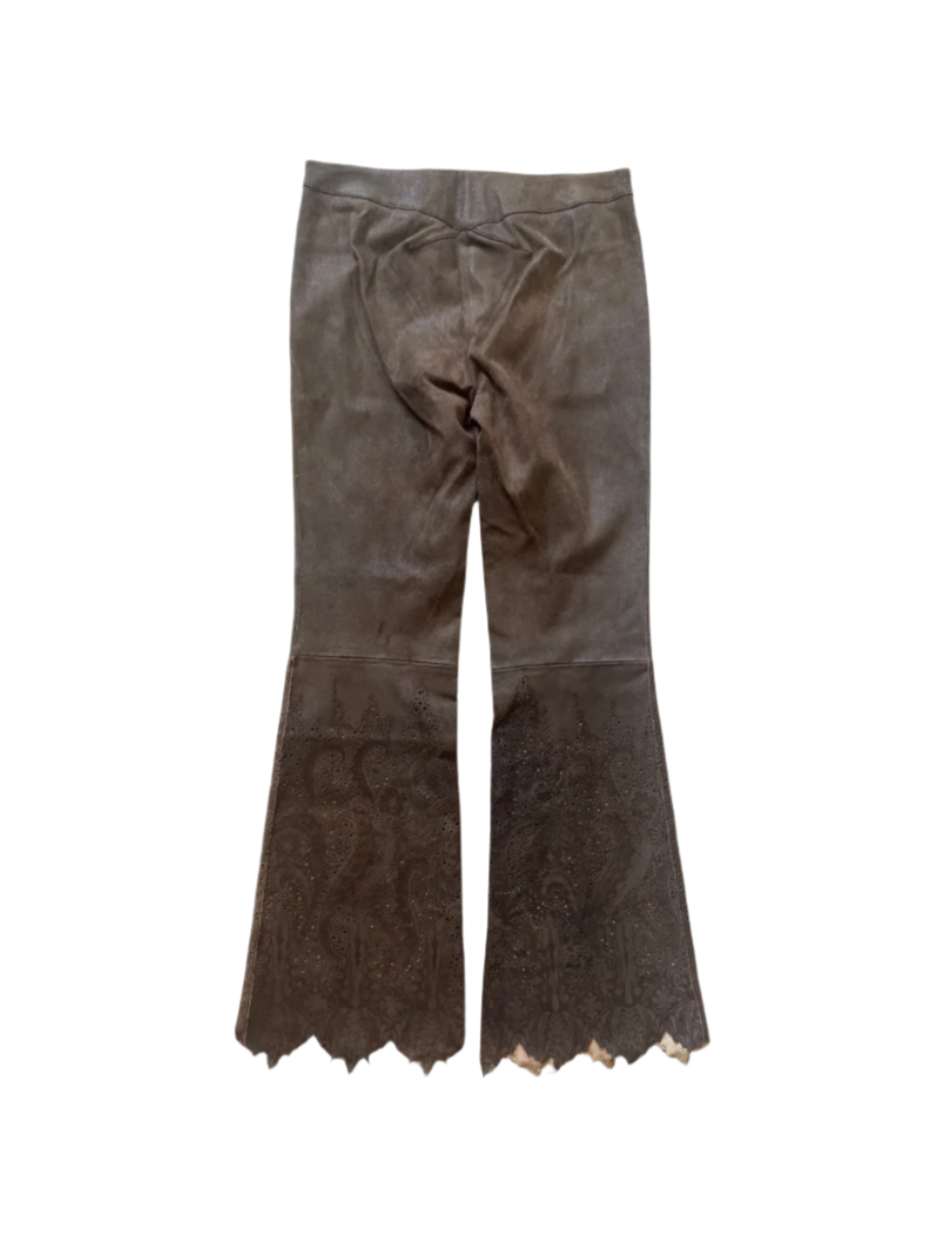 Roberto Cavalli Brown Leather Pants