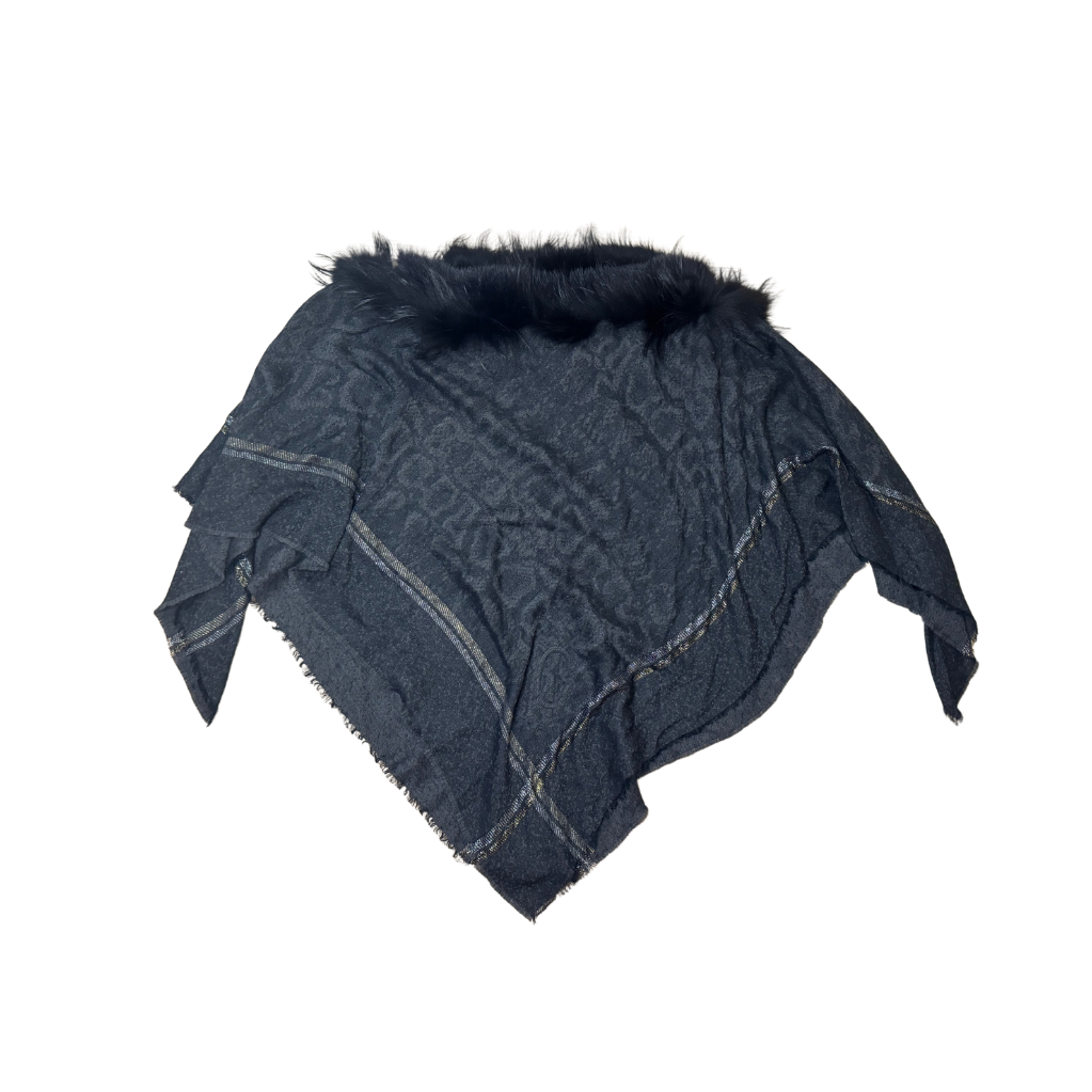 Roberto Cavalli Fox Fur Trimmed Poncho