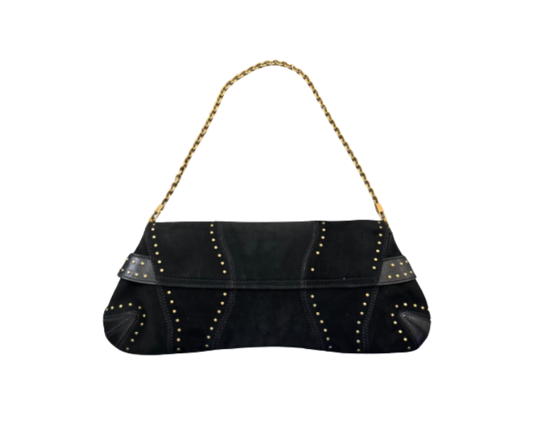 Gucci by Tom Ford Studded Suede Horsebit Clutch Bag