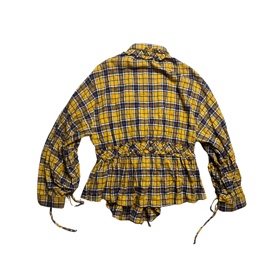 Dsquared² Yellow Plaid Ruched Top