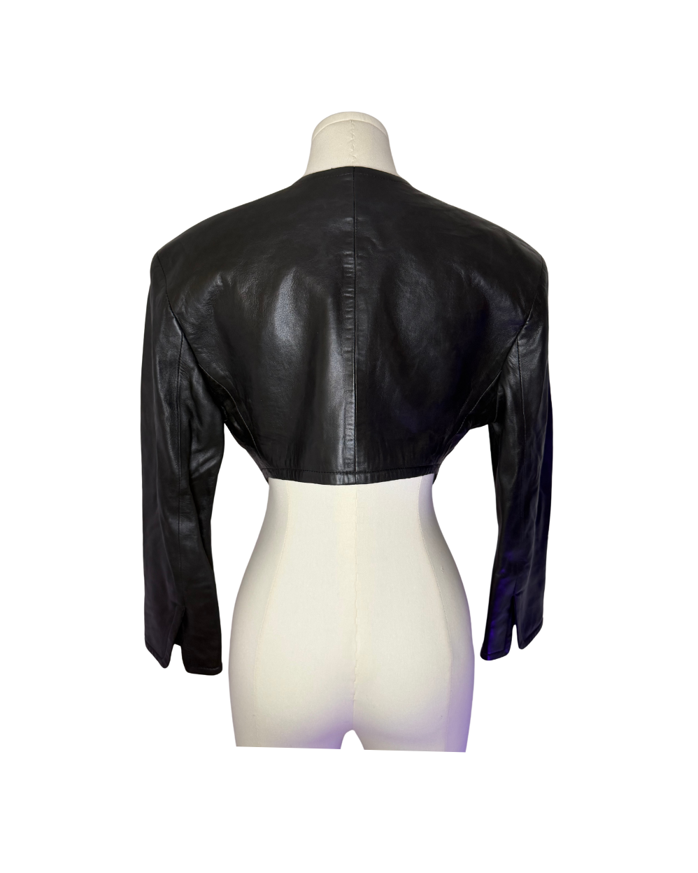 Gianfranco Ferre Cropped Black Leather Jacket