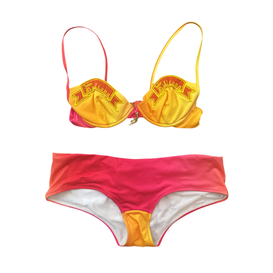 John Galliano Logo Bikini with Gold Gun Charm