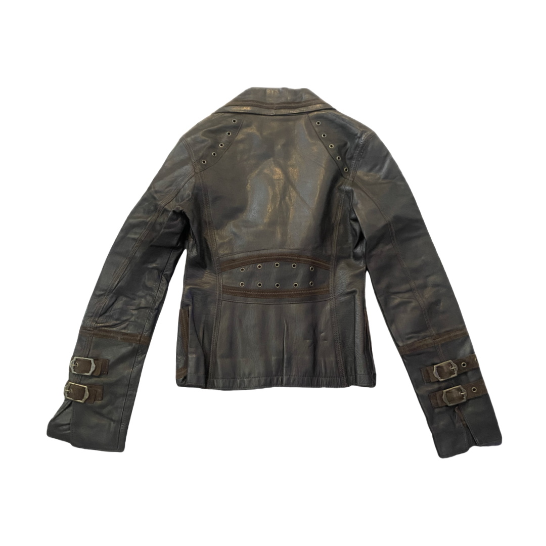Just Cavalli Brown Leather Jacket