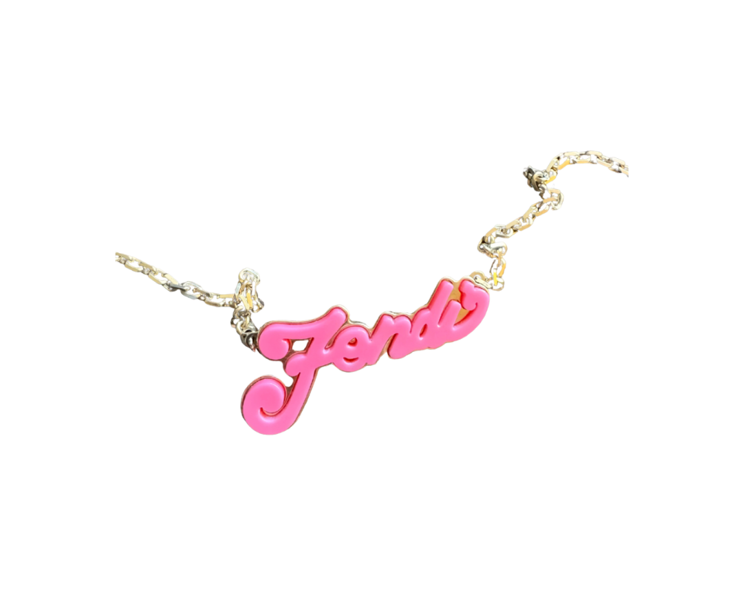 Fendi Gold & Pink Logo Chain