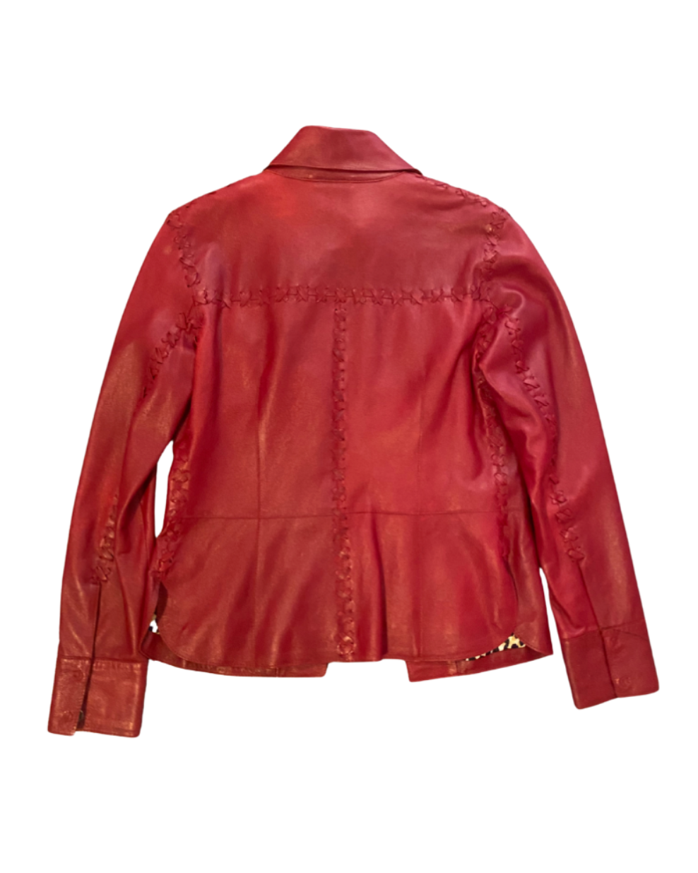 Dolce & Gabbana Red Leather Lace Up Detailed Jacket
