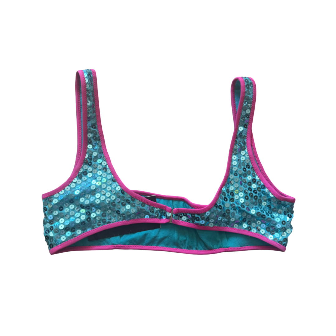 Dolce & Gabbana Blue Sequin Bikini Top