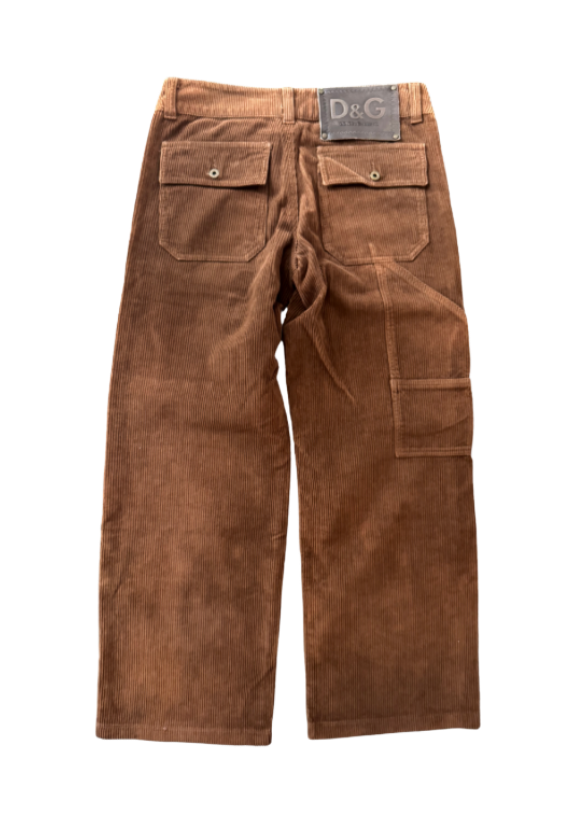 Dolce & Gabbana Brown Wide Leg Corduroy Carpenter Pants