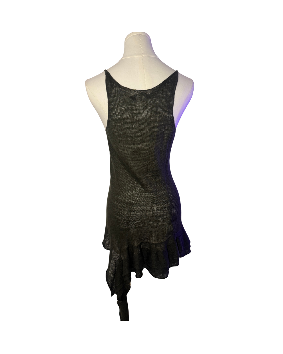Yohji Yamamoto Sheer Knit Asymmetrical Mini Dress