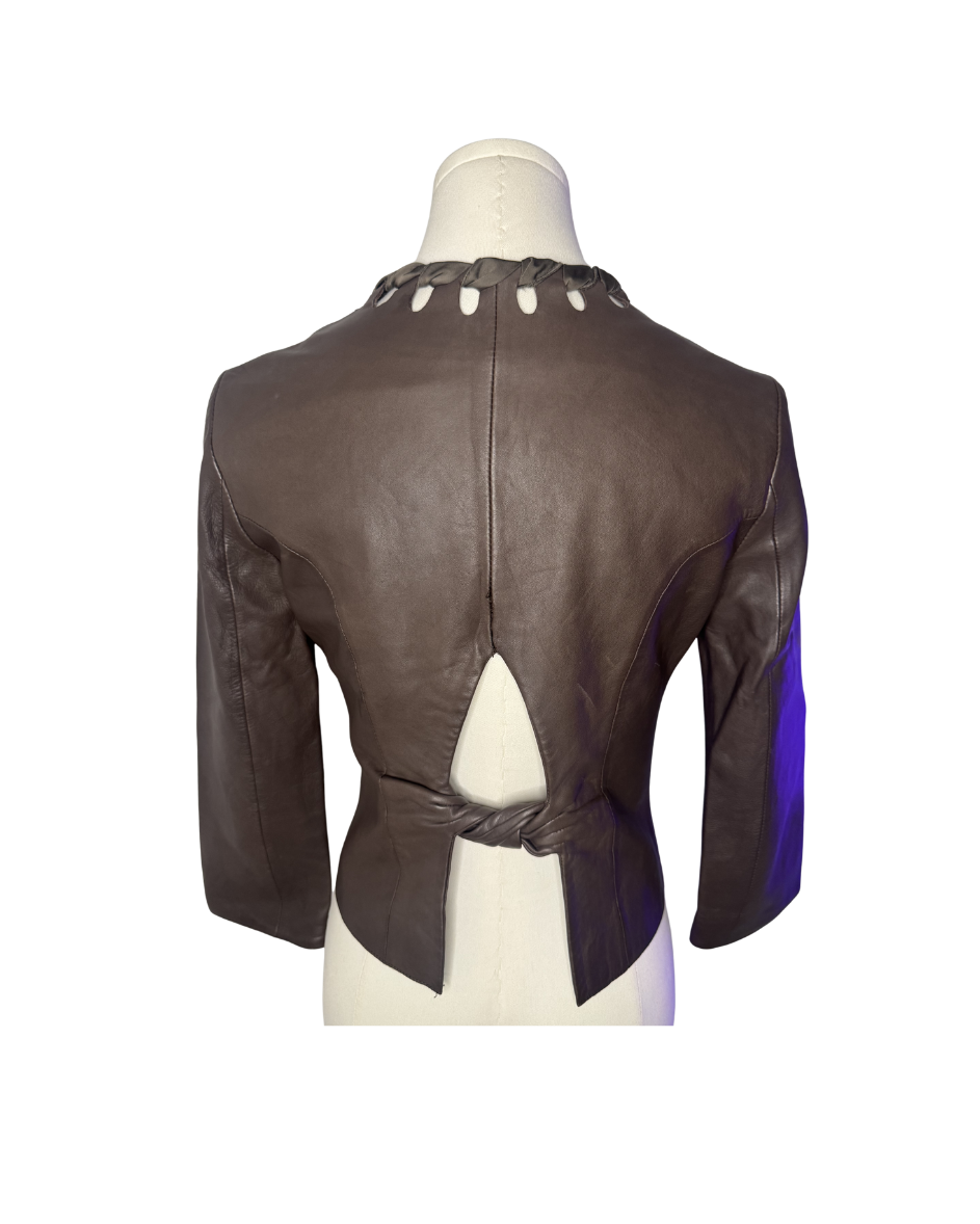 Giorgio Armani Green Leather Tie Jacket