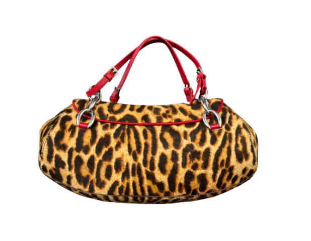 Christian Dior by John Galliano Leopard Pony Hair Diva Flap Bag