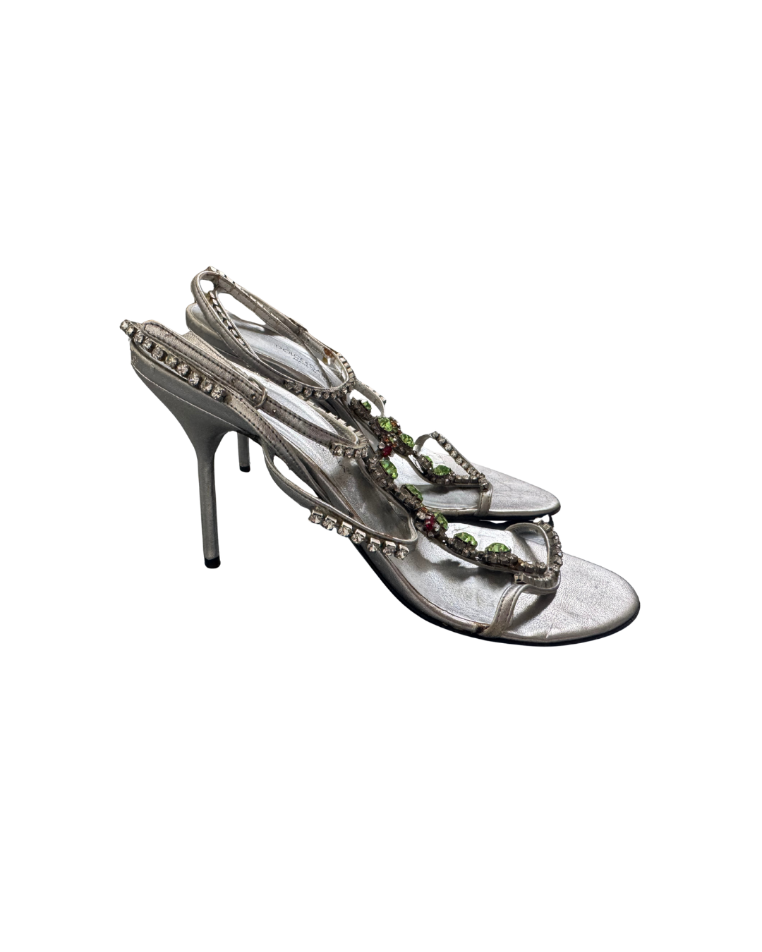 Dolce & Gabbana Silver Rhinestone Strappy Heels
