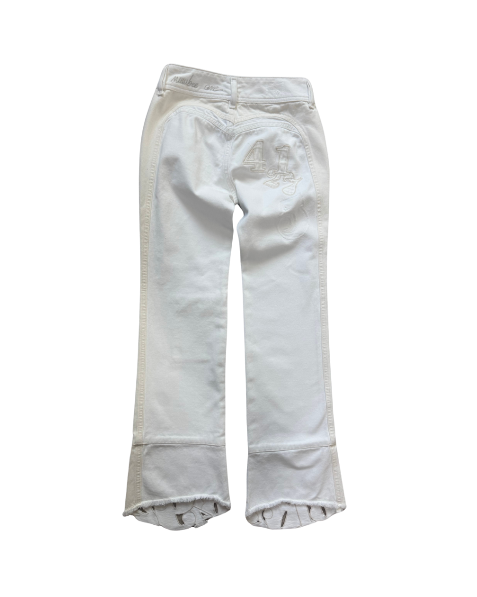Diesel White & Cream Number Jeans