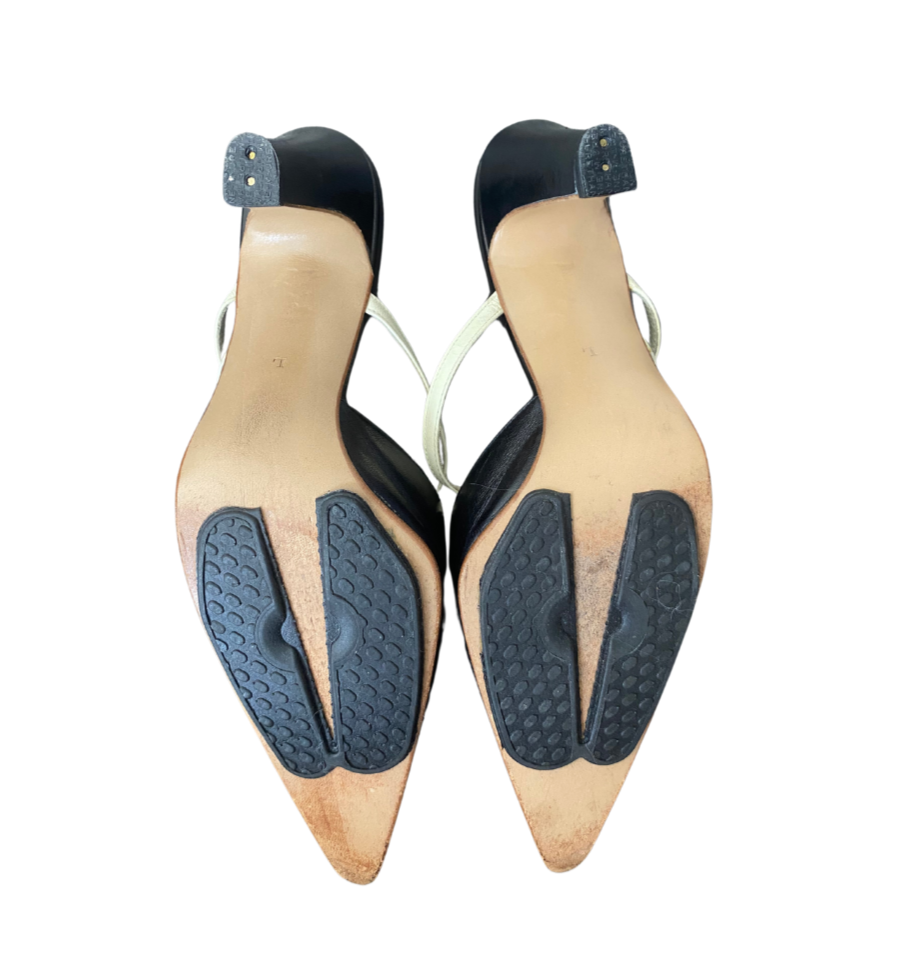 Keita Maruyama Leather Bow Mule Heels