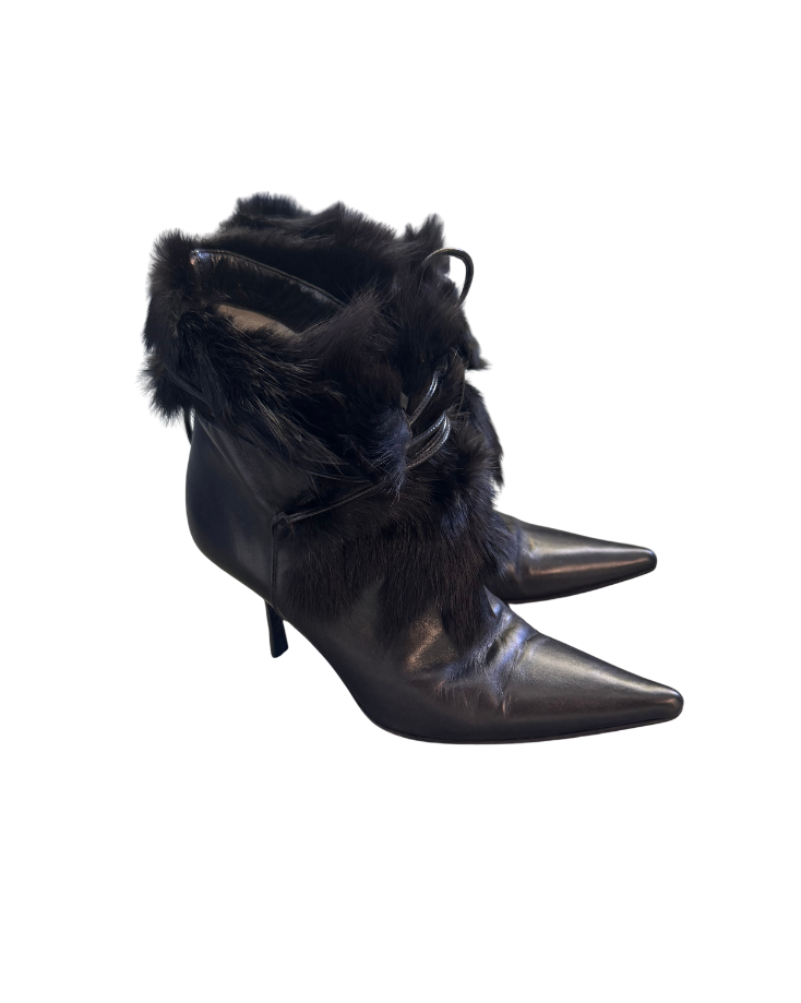 Rodolphe Menudier Black Fur Detailed Booties