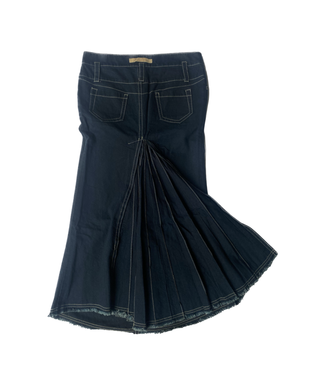 Jean Paul Gaultier Denim Pleated Back Maxi Skirt
