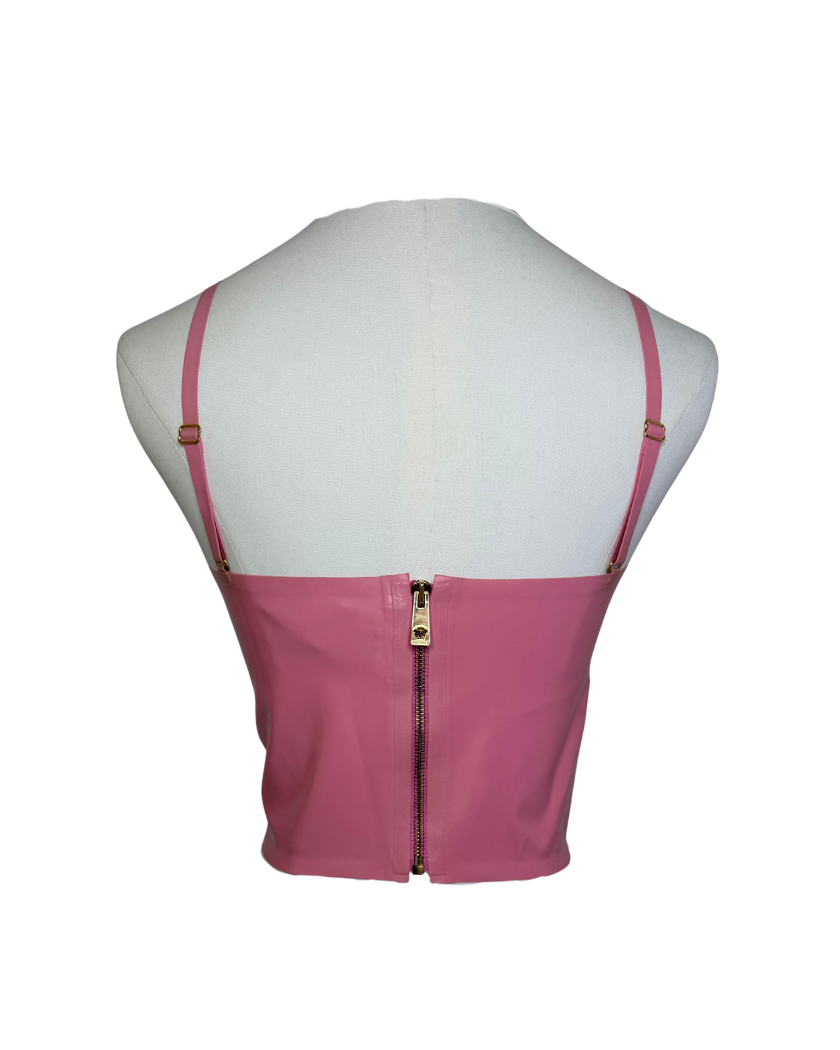 Versace Pink Latex Bustier Crop Top