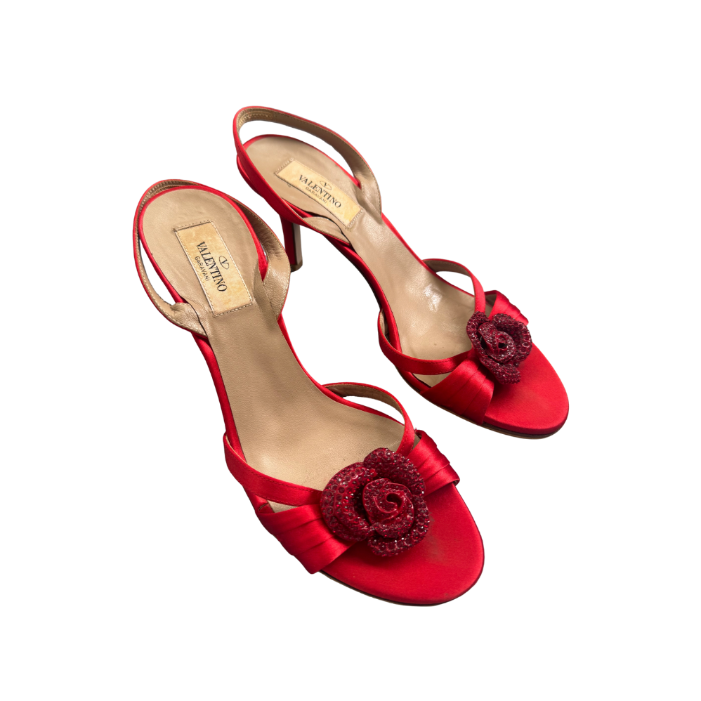 Valentino Garavani Red Rose Slingback Heels