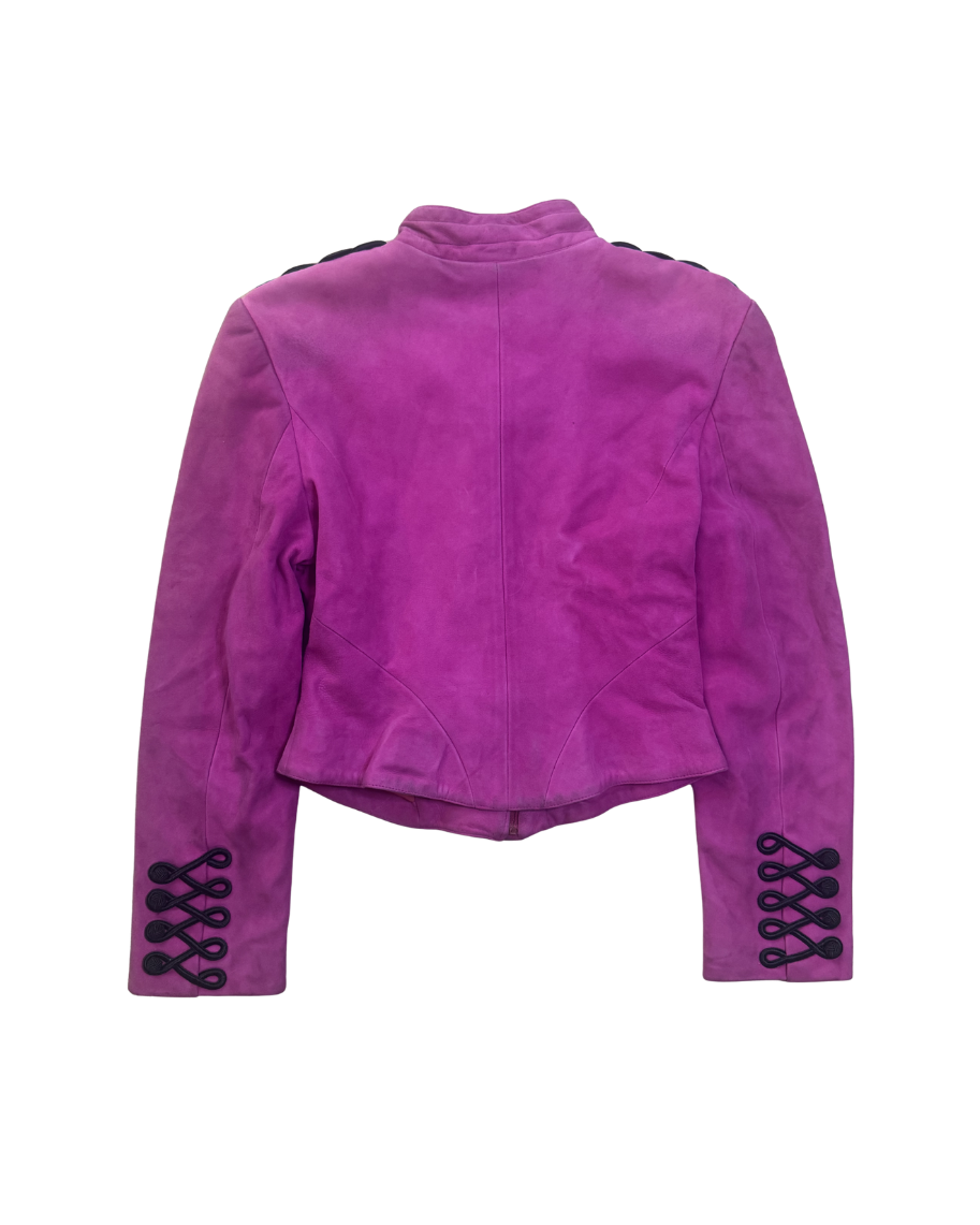Jean Claude Jitrois Pink Lamb Leather Military Style Jacket
