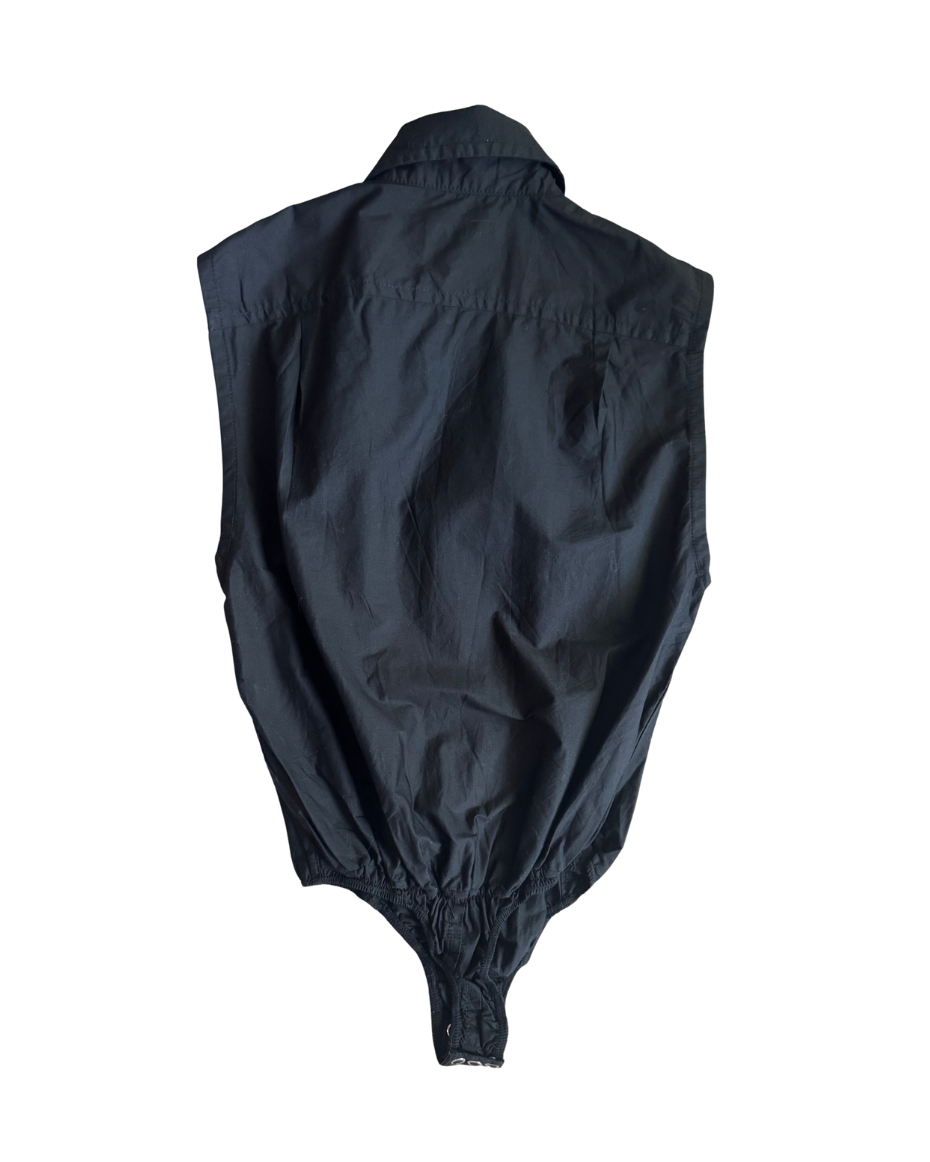 Dsquared² Asymmetrical Black Bodysuit Vest Top