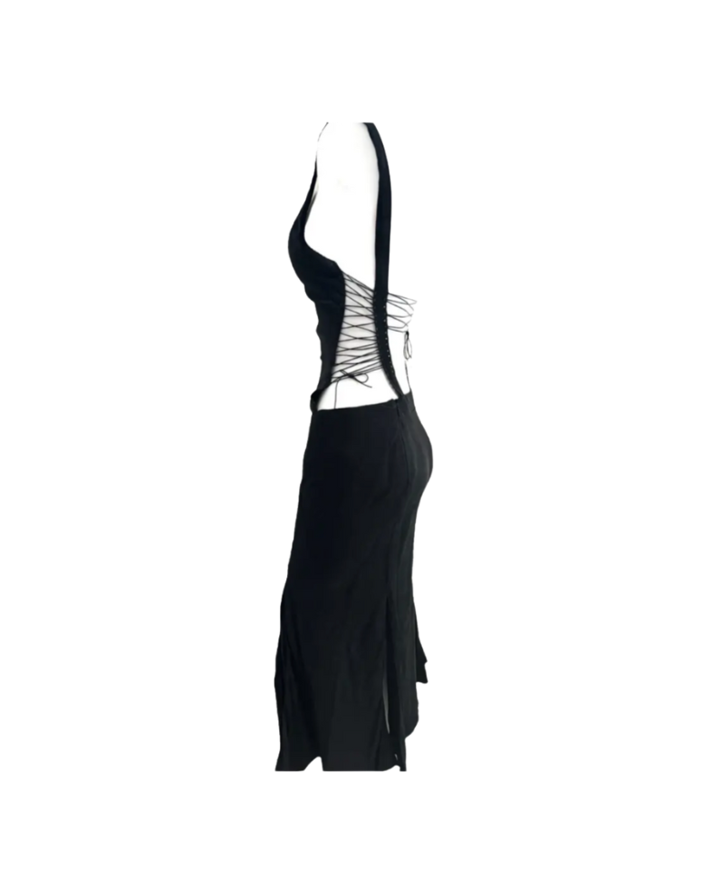 Gucci by Tom Ford Silk Midi Lace-Up Dress