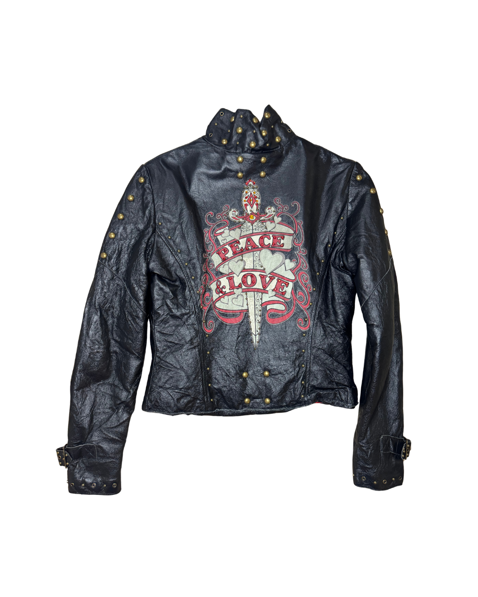 Wilsons Leather “Peace Love” Studded Jacket