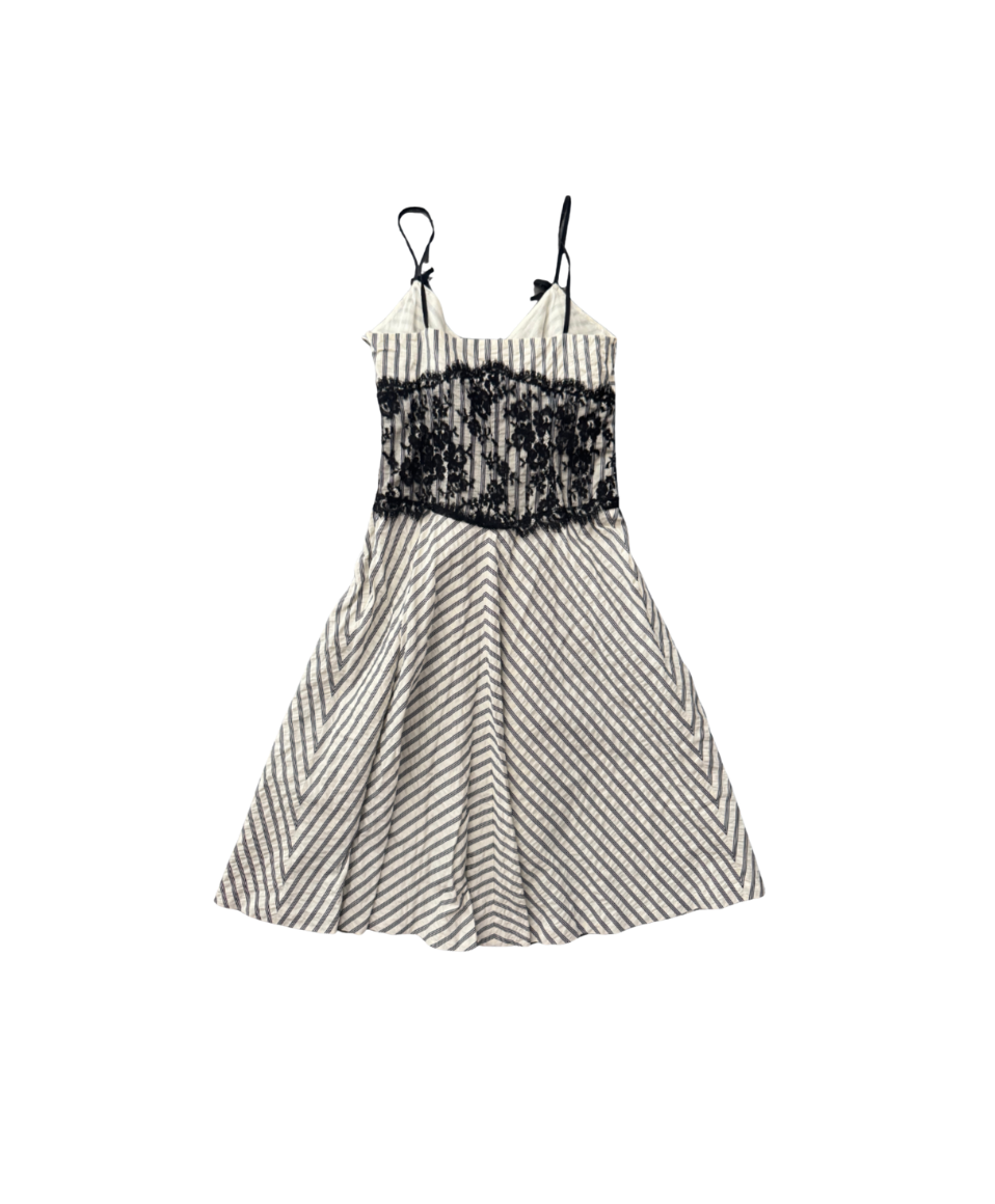 Moschino Cheap & Chic Pinstripe Lace Midi Dress