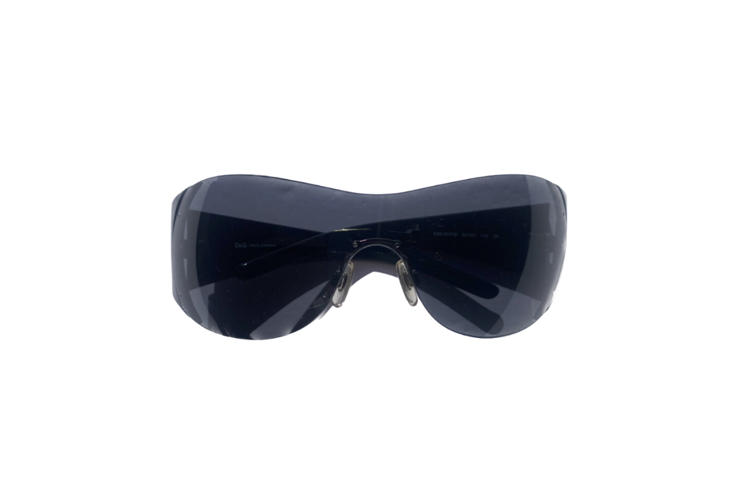 Dolce & Gabbana Black Rhinestone Shield Sunglasses