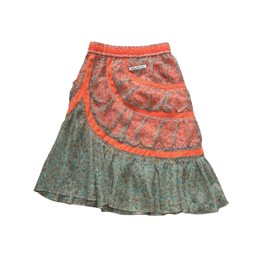 JPG by Gaultier Orange & Green Floral Mesh Skirt