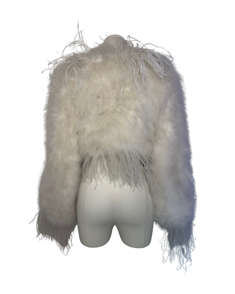 Vintage Italian White Feather Jacket