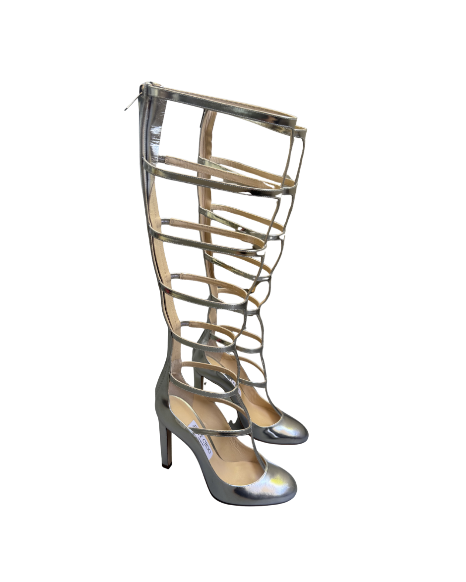 Jimmy Choo Silver Caged Gladiator Heels