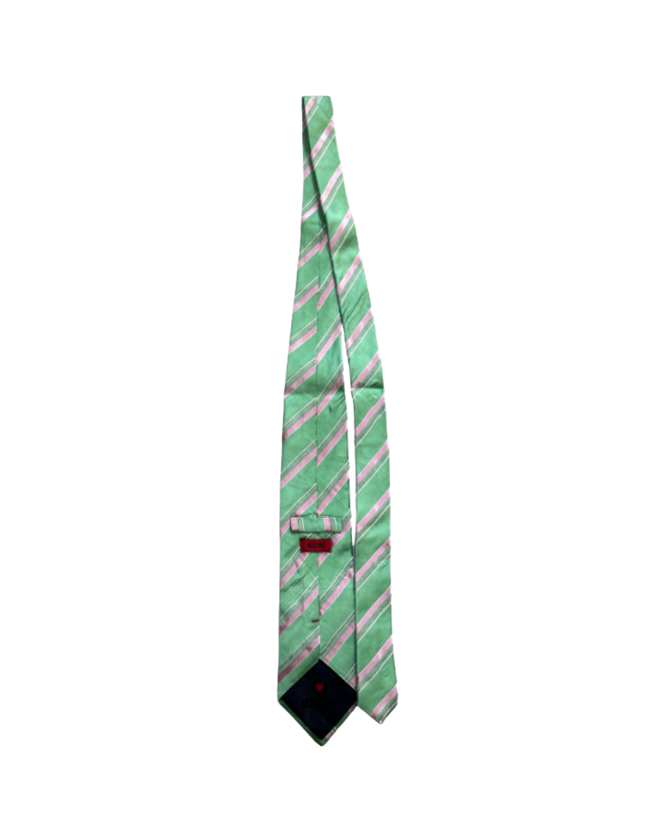 Moschino Green & Pink Striped Necktie