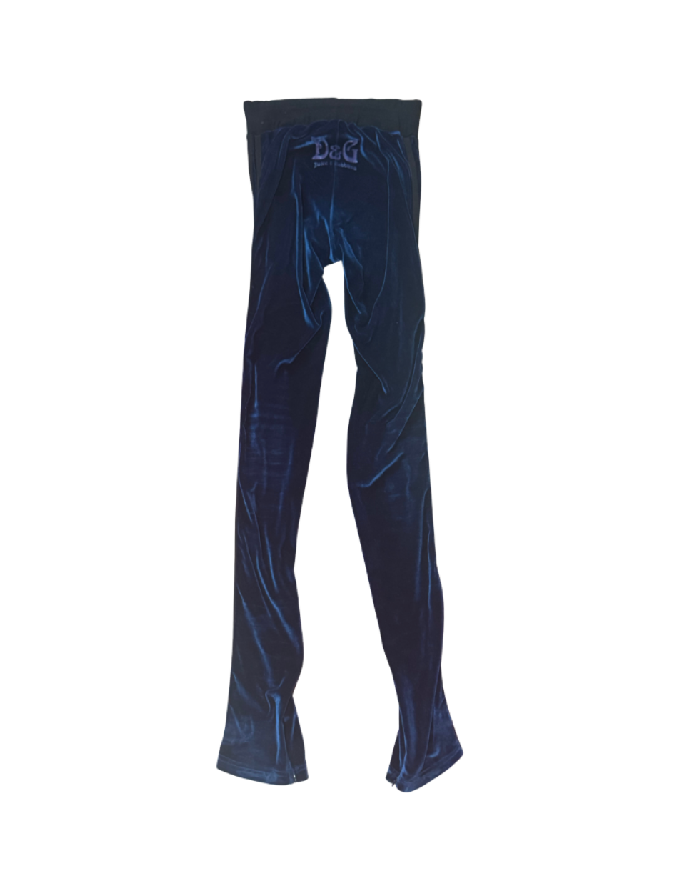 Dolce & Gabbana Blue Velour Track Pants