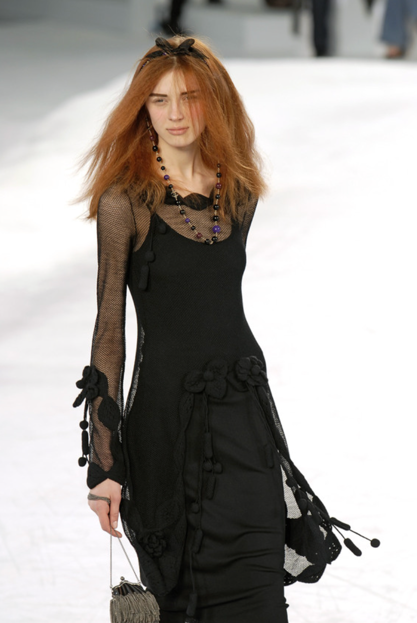 Chanel Camellia Applique Knit Dress