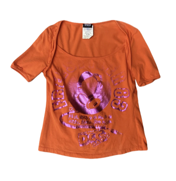 Dolce & Gabbana “D&G Radio” Pink Foiled Top