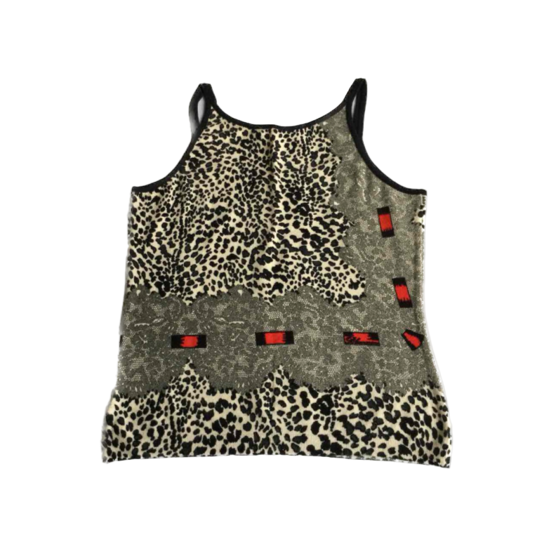 Blumarine Leopard Lace Ribbon Printed Cami Top