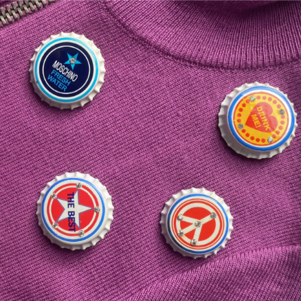 Moschino Jeans Bottle Cap Embellished Zip Up
