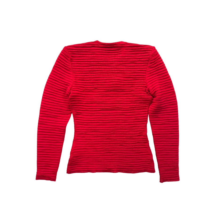 Valentino Red Knit with Black Velvet Bow Sweater