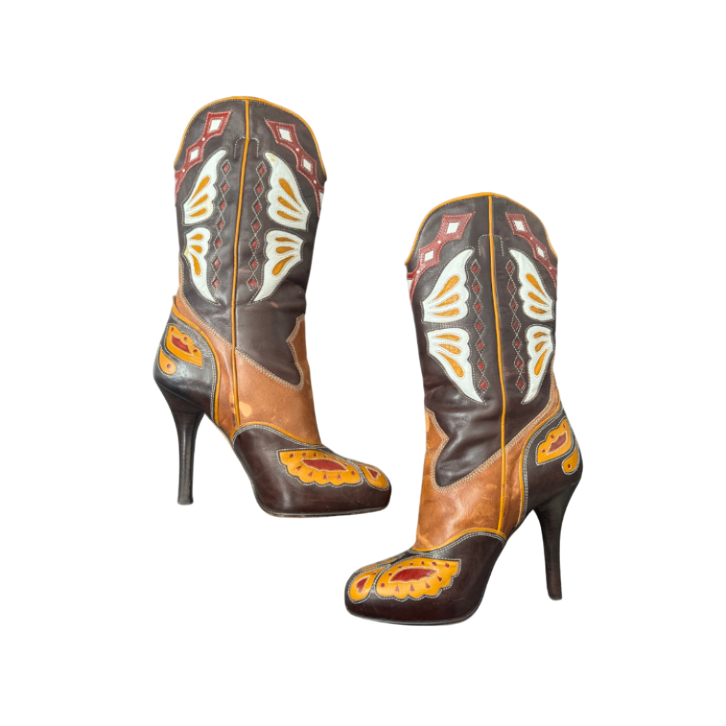 Dolce & Gabbana Stiletto Cowboy Butterfly Boots