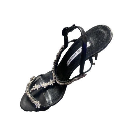 Manolo Blahnik Rhinestone Flower Sandals