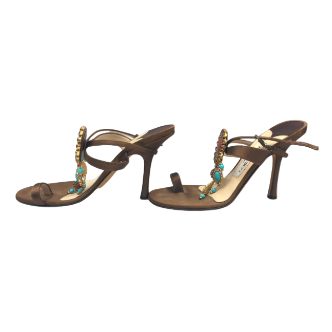 Jimmy Choo Rhinestone Jeweled Toe Strap Sandals