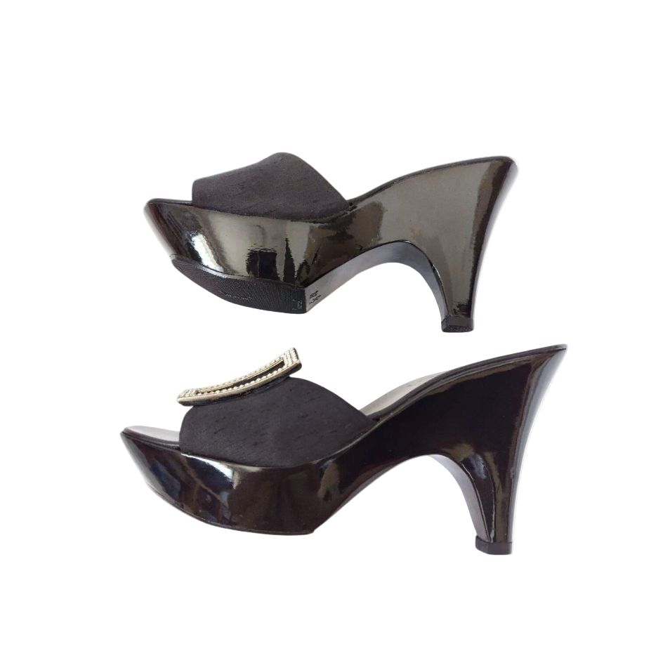 Gianni Versace Rhinestone Detail Mule Block Heels