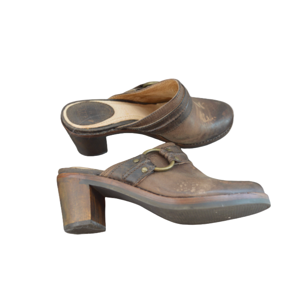 Frye Brown Leather Clogs