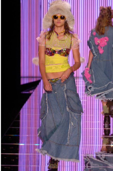 John Galliano Yellow Newspaper Print Mini Dress